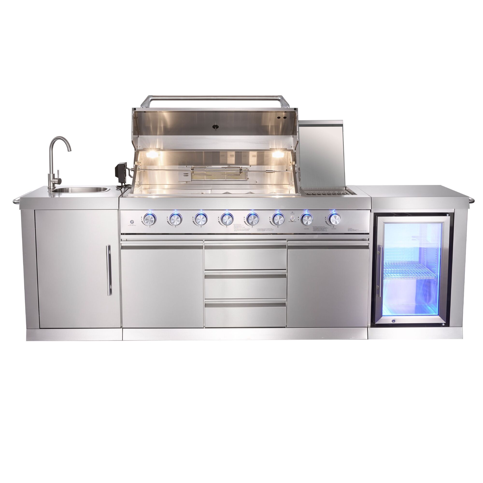 Big Horn, Stainless Steel Outdoor Island BBQ Grill Kitchen, Fuel Type Propane, Model# SRGG62301